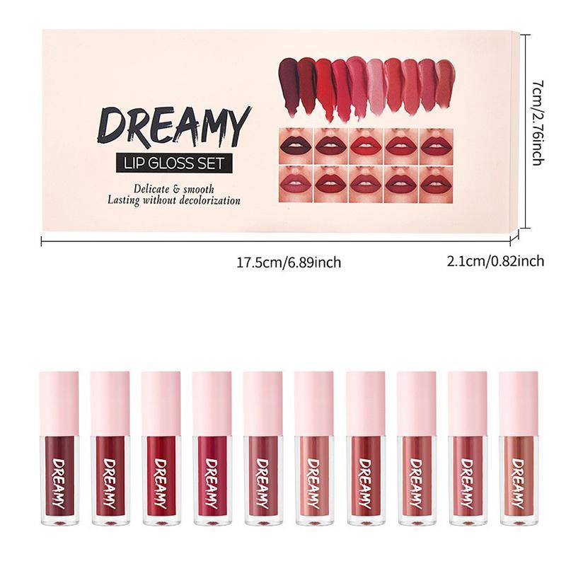 Classic Glossy Lip Gloss Collection - Waterproof, Long-Wearing & Moisturizing Formula, Satin-Shine Finish for All-Day Elegance, The Perfect Gift Set