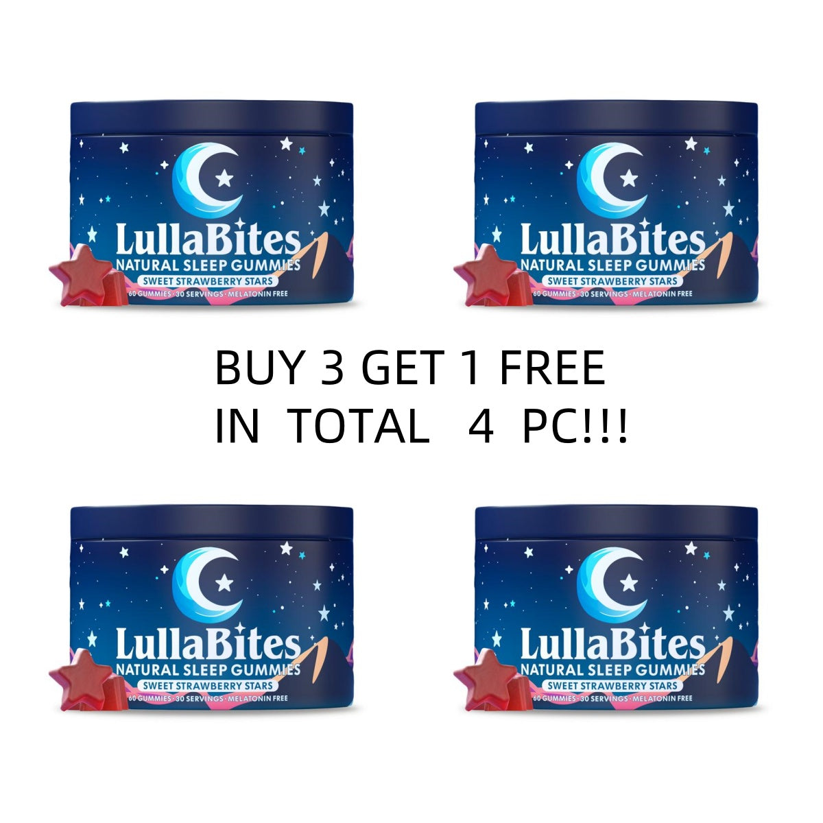 Natural Sleep Gummies - Made in USA - With 5-HTP, L-Theanine, Magnesium & Valerian Root - Melatonin Free - Vegan - Halal - Sugar, Gluten Free - Sweet Strawberry - 60 Gummies - 30 Servings