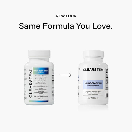 CLEARSTEM - Hormonal Acne Supplement (5-HTP) - Natural DIM Supplement - Skin Care Vitamins - Hormone Balance, Antioxidants - Gluten Free, Cruelty Free - 30 Servings, 90 Capsules-Shop
