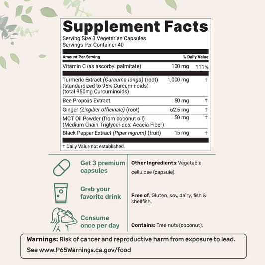 Micro Ingredients Turmeric Curcumin 1,000mg | 95% Curcuminoids with Black Pepper & MCT Oil for Ultimate Absorption, No Filler, No GMO - 120 Vegetarian Capsules