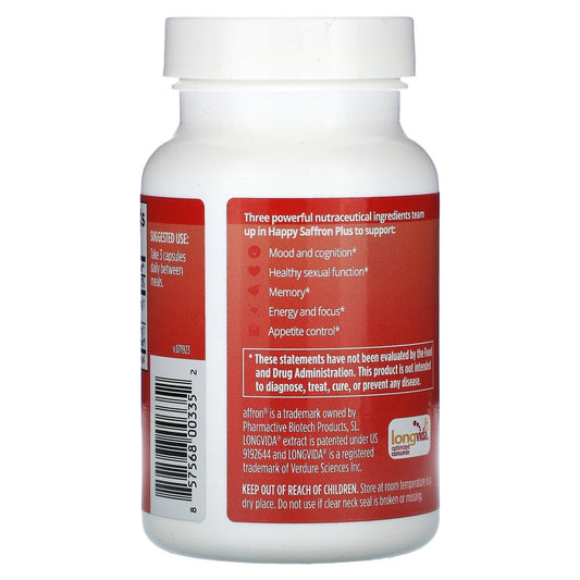 BrainMD Happy Saffron Plus, 90 Vegan Capsules,Feel the Joy of a Balanced Mind &Restful Sleep