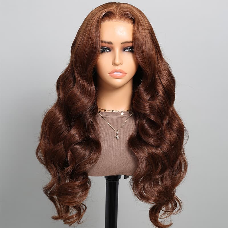 #4 Chestnut Brown Colored Lace Front Human Hair Wigs Glueless 5x5 Lace Wig