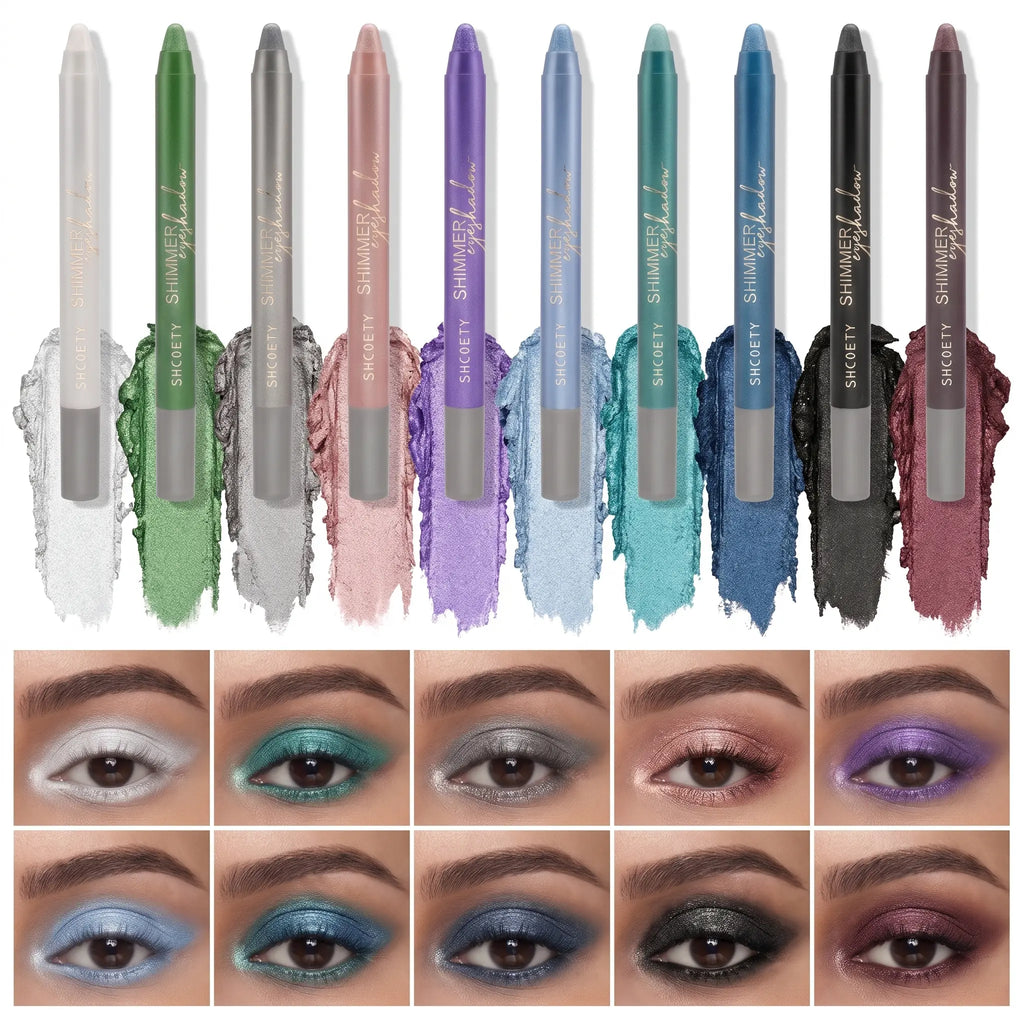 10-Color 3-in-1 Eyeshadow Stick, High Pigment Shimmer  Makeup Pen, Cream-to-Powder Waterproof Long-Lasting Formula, One-Swipe Easy Glide, Blendable Multi-Use Eyeshadow, Highlighter & Eyeliner #sohochiic chocolate eye liner