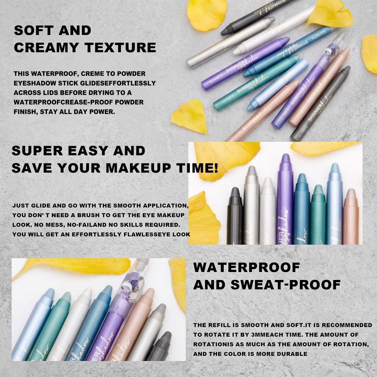 10-Color 3-in-1 Eyeshadow Pen for Beginners, Creamy Shimmer Eyeshadow Stick, High Pigment Waterproof Smudge-Proof Long-Lasting Makeup, One-Swipe Application, Blendable Multi-Use Highlighter & Eyeliner #sohochic eye liner chocolate