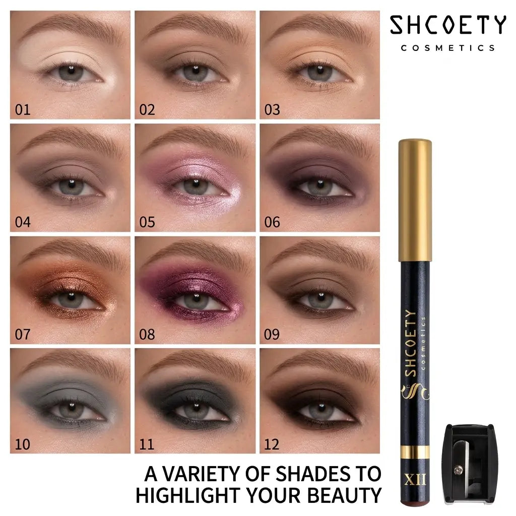 12-Color 3-in-1 Eyeshadow Stick Set, Shimmer Eyeshadow Pen, High Pigment Cream Eyeshadow, Waterproof Smudge-Proof Long-Lasting, One-Swipe Easy Glide, Blendable Multi-Use Highlighter & Eyeliner sohochic