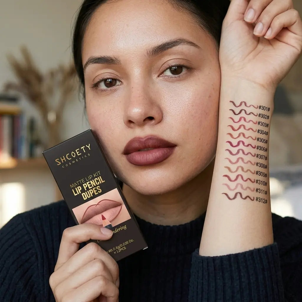 12-Piece 2-in-1 Lipliner & Lipstick Contour Combo Kit - Waterproof Creamy Matte 13.5cm Pencils, Long-Lasting Smooth Pigmented Multi-Pack with Vintage Nude, Brown, Mocha Shades for Youth, Flawless Finish (2-in-1 Hack) Makeup Chocolate sohochic