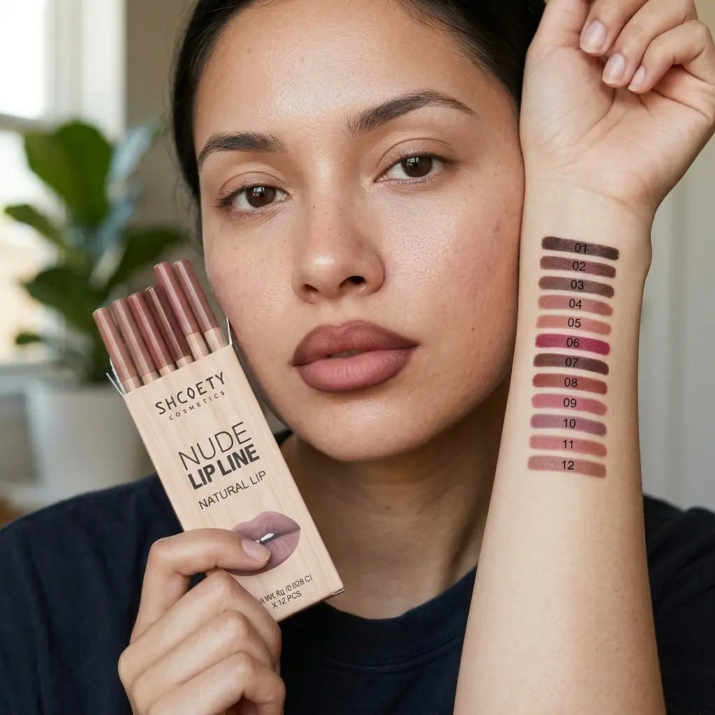 12-Piece 2-in-1 Lipliner & Lipstick Contour Combo Kit - Waterproof Creamy Matte 13.5cm Pencils, Long-Lasting Smooth Pigmented Multi-Pack with Vintage Nude, Brown, Mocha Shades for Youth, Flawless Finish (2-in-1 Hack) Makeup Chocolate sohochic
