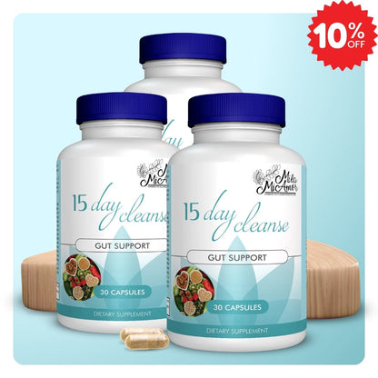 15 Day Cleanse - Gut and Colon Support | Caffeine Free | Advanced Formula with Senna, Cascara Sagrada, & Psyllium Husk | Non-GMO | 30 capsules