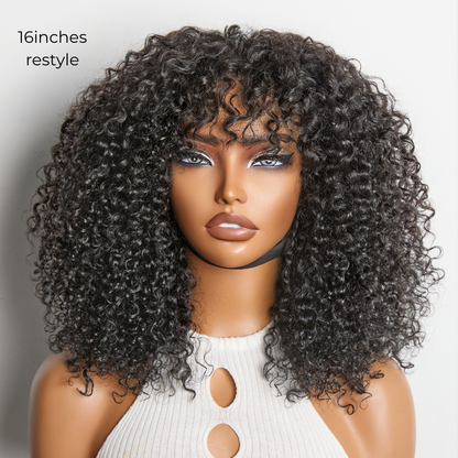 Beginner Friendly 200% Density Glueless 5x5 Closure Pre-Cut Lace Afro Curly Wig Flexi-Fit Drawstring Cap