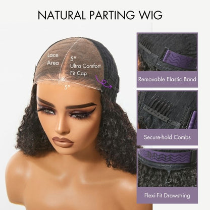 Beginner Friendly 200% Density Glueless 5x5 Closure Pre-Cut Lace Afro Curly Wig Flexi-Fit Drawstring Cap