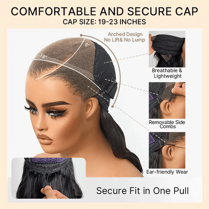 NatureMAX™ 200% / 250% Density Loose Wave Glueless 13x6 HD Lace Front Wig Human Hair Pre-Cut Lace Flexi-Fit Drawstring Cap