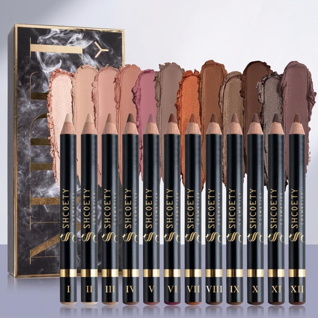 12-Color Eyeshadow Stick Set, Shimmer Eyeshadow Pen, High Pigment Cream Eyeshadow, One-Swipe Easy Glide, Blendable Long-Lasting Eye Makeup, Multi-Use Highlighter & Eyeliner sohochic