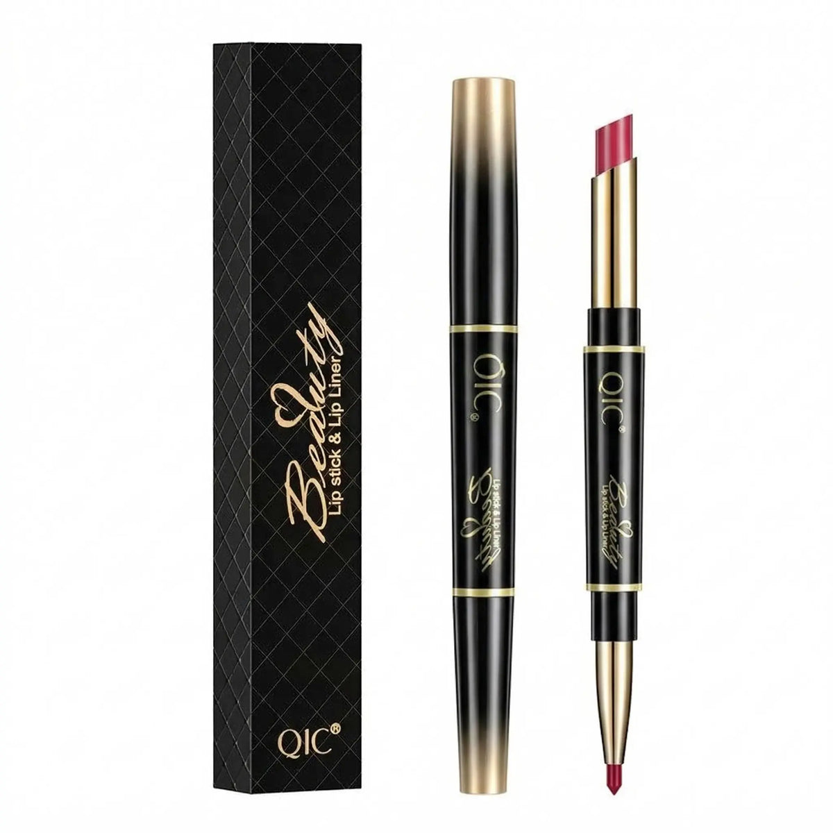 2-in-1 Matte Lipstick & Creamy Lipliner Pen, Regular Edition, Long-Lasting, Non-Smudge Waterproof, Smudge-Proof, High-Pigment, Full-Coverage, Smooth, Alcohol-Free Daily Beauty Makeup for Back to School Youth
