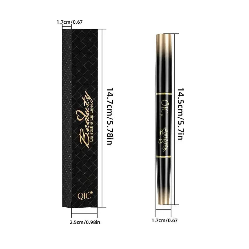 2-in-1 Matte Lipstick & Creamy Lipliner Pen, Regular Edition, Long-Lasting, Non-Smudge Waterproof, Smudge-Proof, High-Pigment, Full-Coverage, Smooth, Alcohol-Free Daily Beauty Makeup for Back to School Youth
