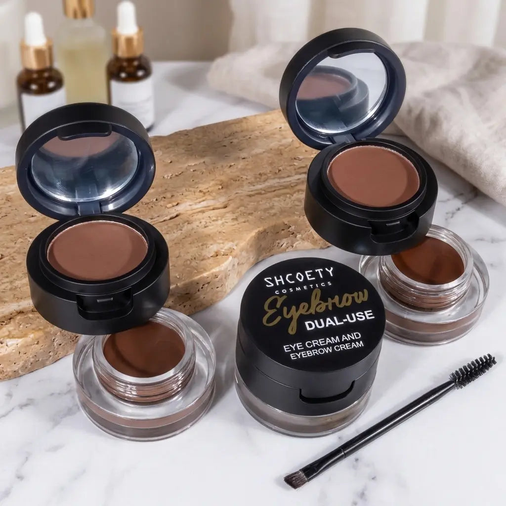 2-in-1 Waterproof Long-Lasting Eyebrow Pomade & Double-Layered Powder Kit, Cosmetic for Adults with All Skin Tones, Easy Application for Thin/Sparse Brows, Ash Brown 3D Brow Depth Eyebrow Thickener Beauty Product ,sohochic