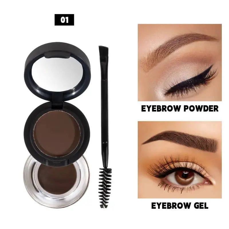 2-in-1 Waterproof Long-Lasting Eyebrow Pomade & Double-Layered Powder Kit, Cosmetic for Adults with All Skin Tones, Easy Application for Thin/Sparse Brows, Ash Brown 3D Brow Depth Eyebrow Thickener Beauty Product ,sohochic