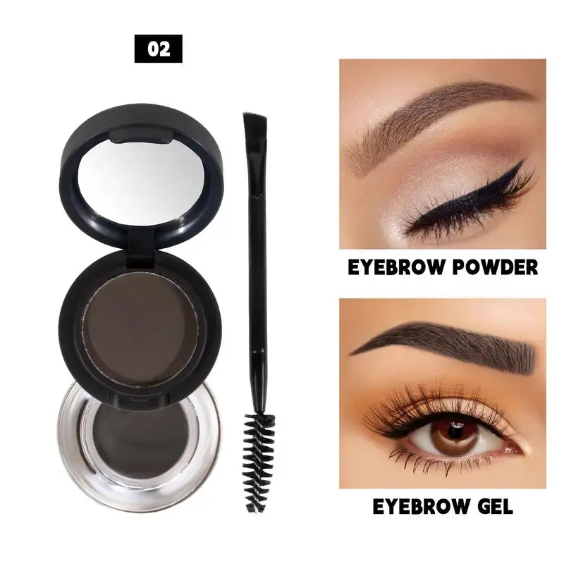 2-in-1 Waterproof Long-Lasting Eyebrow Pomade & Double-Layered Powder Kit, Cosmetic for Adults with All Skin Tones, Easy Application for Thin/Sparse Brows, Ash Brown 3D Brow Depth Eyebrow Thickener Beauty Product ,sohochic
