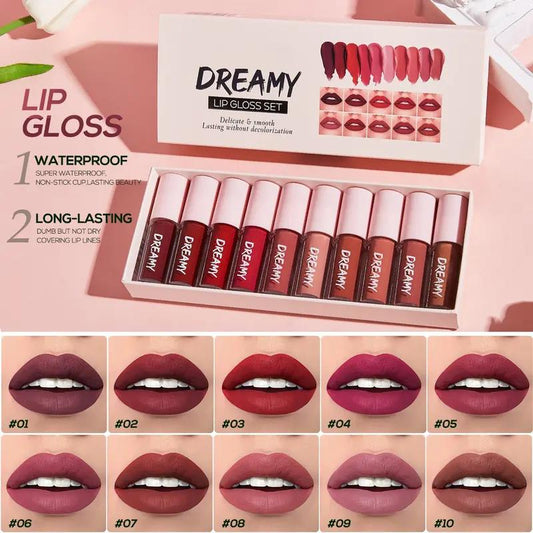 Classic Glossy Lip Gloss Collection - Waterproof, Long-Wearing & Moisturizing Formula, Satin-Shine Finish for All-Day Elegance, The Perfect Gift Set