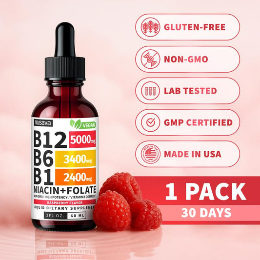 (1-PACKRaspberry) Vitamin B12 Liquid Supplement Drops  - Edible Support for Energy, Brain & Heart, Non-GMO & Gluten-Free, 4 FI Oz