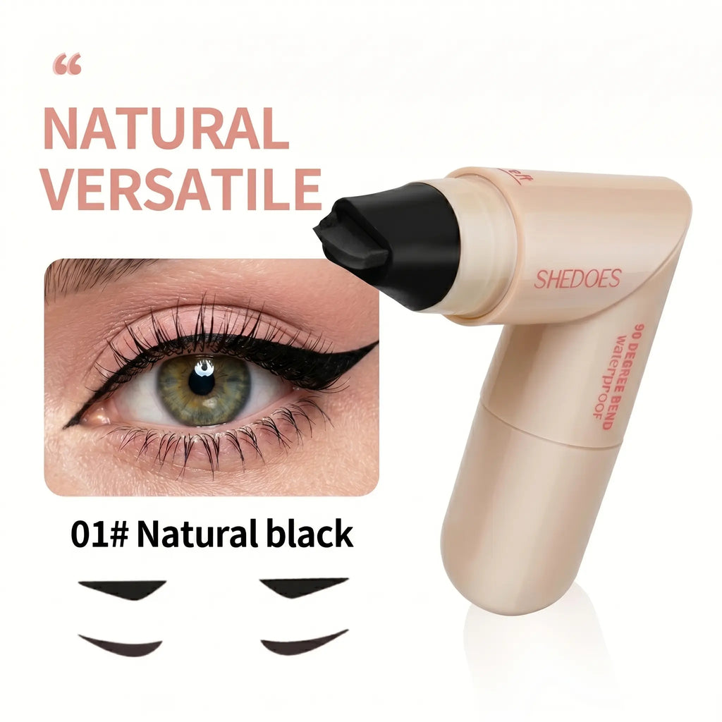2-in-1 90° Rotating Winged Eyeliner Stamp Pen, Dual-Ended Eyeliner Shades Pen with Built-In Liner - Smooth, Aesthetic, Youth-Focused, Waterproof, Long-Lasting, Precision Tool for All Eye Shapes & Everyday Clean Girl (Natural Light Brown & Black)