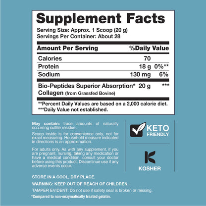 Grassfed Collagen Bio-Peptides, 20 oz (567 g) Powder