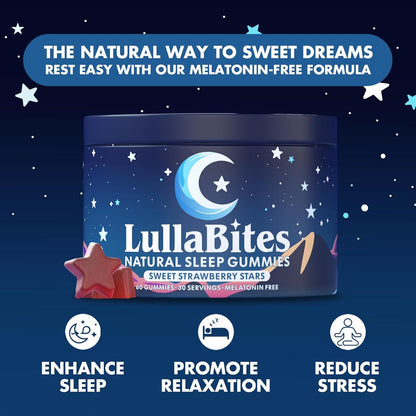 Natural Sleep Gummies - Made in USA - With 5-HTP, L-Theanine, Magnesium & Valerian Root - Melatonin Free - Vegan - Halal - Sugar, Gluten Free - Sweet Strawberry - 60 Gummies - 30 Servings