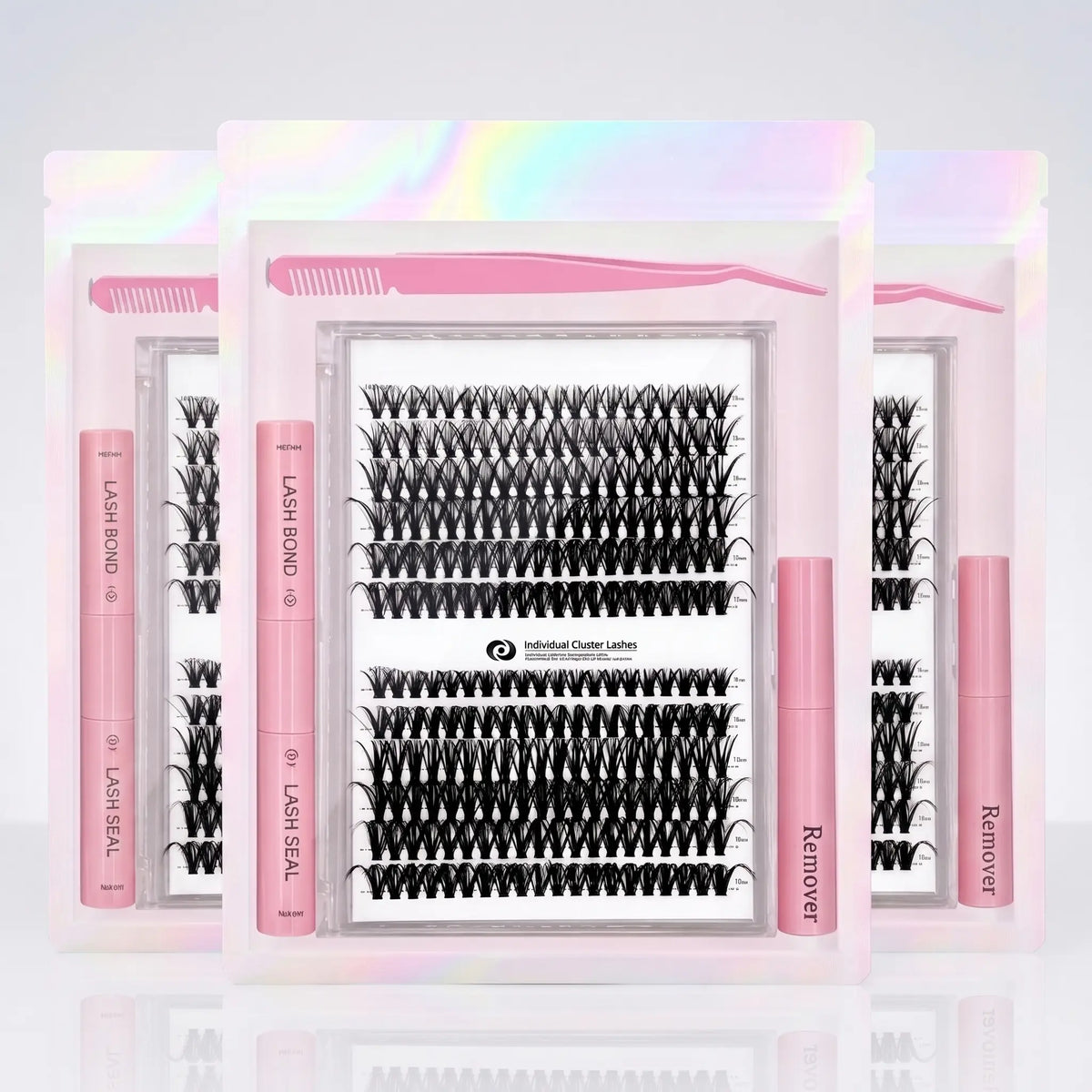 DIY Lash Cluster Extension Mix Lash Kit - 240pcs Beginner-Friendly Soft Cluster Eyelashes, Latex-Free Gentle Bond & Seal, 4-in-1 Easy-Apply Wispy Flawless Volumized Falsies, Removal Tool, Precision Tweezers for Salon, Back-to-School