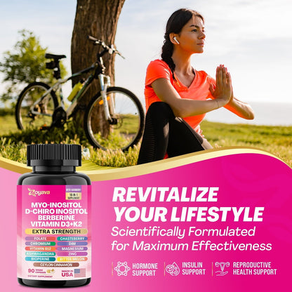 Myo Inositol Supplement 750mg, Berberine 500mg, D-Chiro Inositol 50mg, Folate 400mcg, Chromium 100mcg, Ceylon Cinnamon 200mg, Ashwagandha 100mg, DIM 75mg, Vitex Chasteberry 150mg, 90 Capsules-Shop