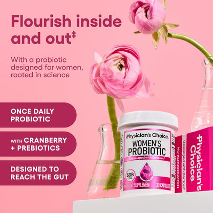 Physician's Choice Probiotics - PH Balance, Digestive, UT, & Feminine Health - 50 Billion CFU - 6 Unique Strains for Women - Organic Prebiotics, Cranberry Extract+ - Probiotic - 60 CT-Shop
