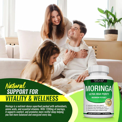 Moringa Capsules 1200mg – Pure Oleifera Leaf Superfood for Immune & Skin Health | Vegan, Non-GMO | 90 Capsules-Shop