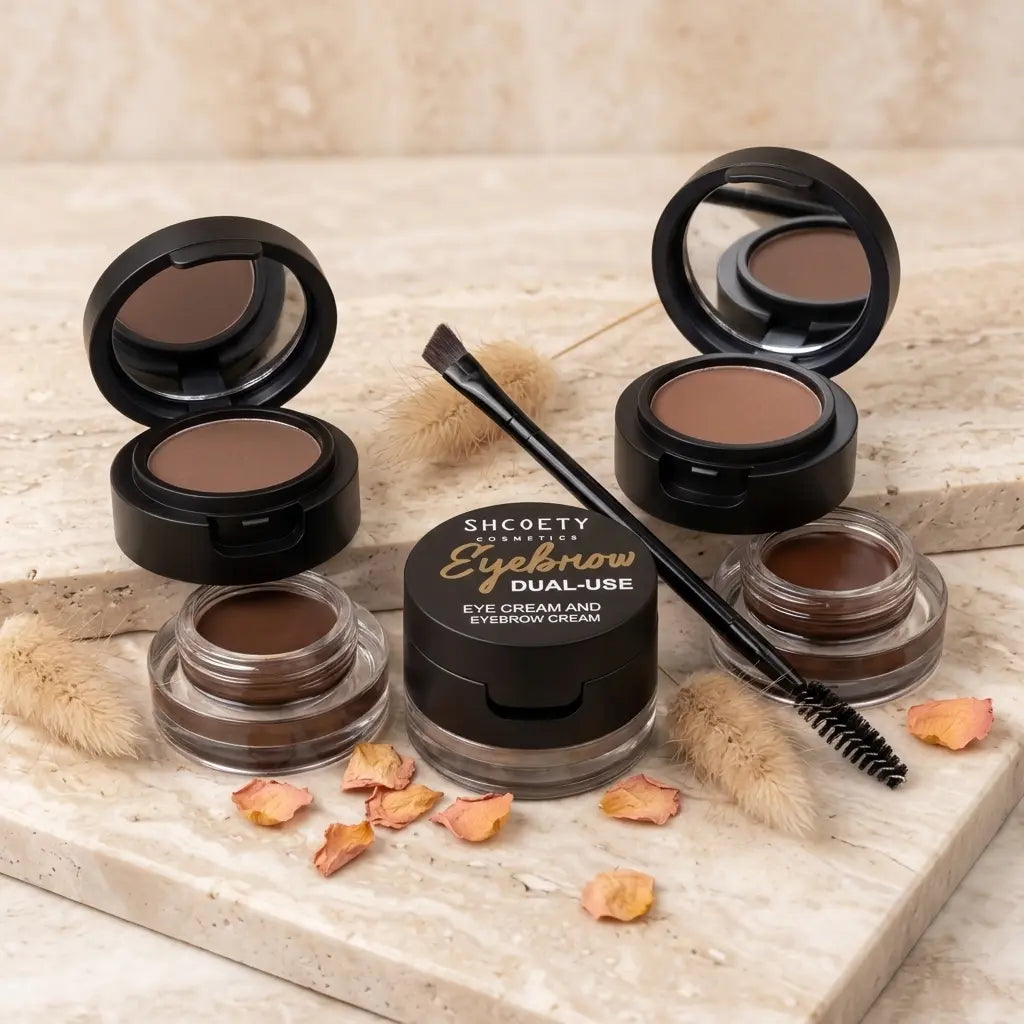 Dual-Layer 2-in-1 Brow Pomade & Powder Kit, Waterproof Smudge-Proof Long-Lasting Eyebrow Makeup, Natural Full & Fluffy Brows, Dual-Ended Brush & Built-in Mirror, Beginner-FriendlyDual-Layer 2-in-1 Brow Pomade & Powder Kit, sohochic