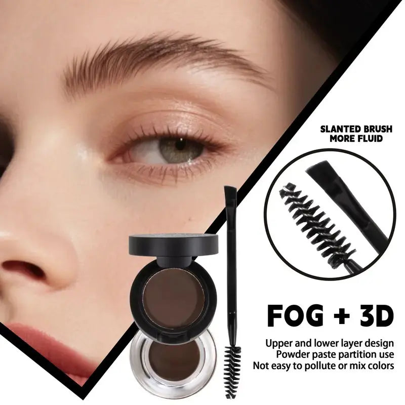 Dual-Layer Eyebrow Powder & Gel Set with Brush - Perfect Brows Set, Eyebrow Thickener, Waterproof Transfer-Proof Long-Lasting Natural 3D Brow Styler Gel for Adults, Easy-to-Apply All-Skin-Types Daily Cosmetic, sohochic