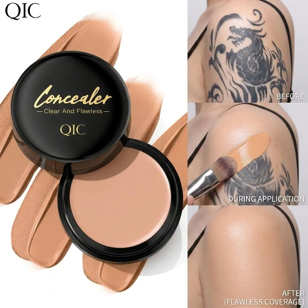 Full Coverage Tattoo Concealer Balm, Waterproof Non-Transferable Matte Body Makeup Cover Up Cream for Scars & Birthmarks, No-Cake Lightweight Quick-Drying Long-Lasting Face Concealer Pot, 3 Shades Seamless Skin Tone Matching sohochic