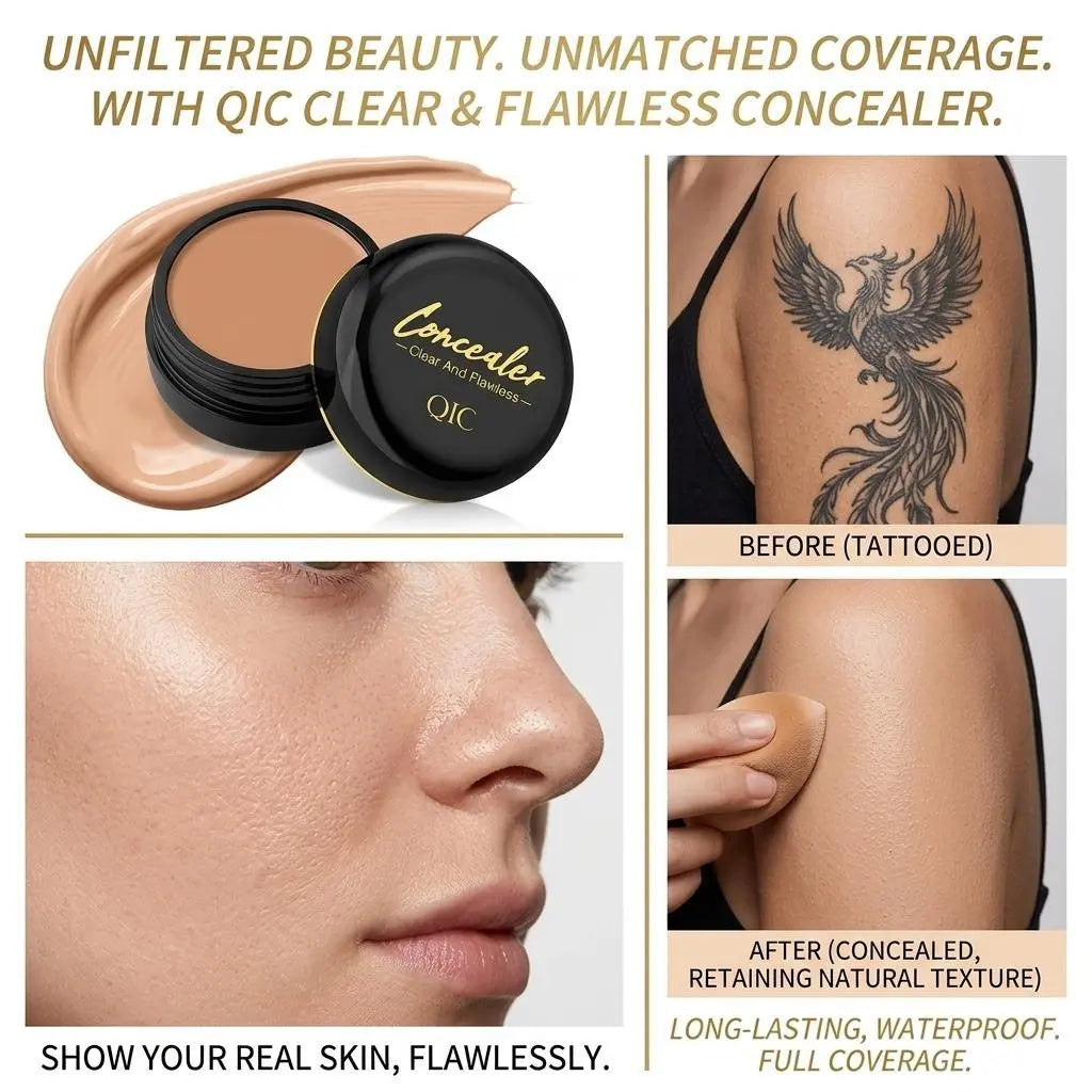Full Coverage Tattoo Concealer Balm, Waterproof Non-Transferable Matte Body Makeup Cover Up Cream for Scars & Birthmarks, No-Cake Lightweight Quick-Drying Long-Lasting Face Concealer Pot, 3 Shades Seamless Skin Tone Matching sohochic
