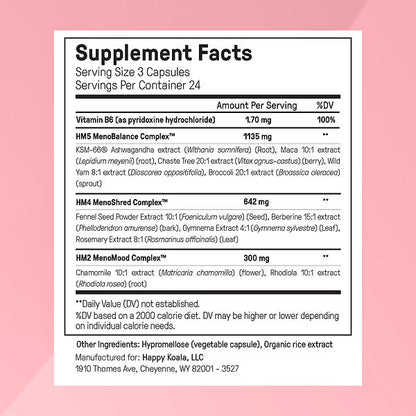 Hormone Harmony for Menopause: Weight Loss Support 72 Vegan Capsules by Happy Mammoth