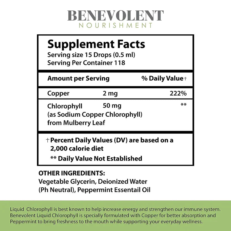 Benevolent Nourishment, Liquid Chlorophyll- Alcohol Free-2 fl oz-Shop