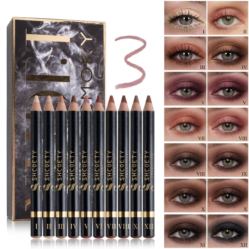 12-Color Eyeshadow Stick Set, Shimmer Eyeshadow Pen, High Pigment Cream Eyeshadow, One-Swipe Easy Glide, Blendable Long-Lasting Eye Makeup, Multi-Use Highlighter & Eyeliner sohochic