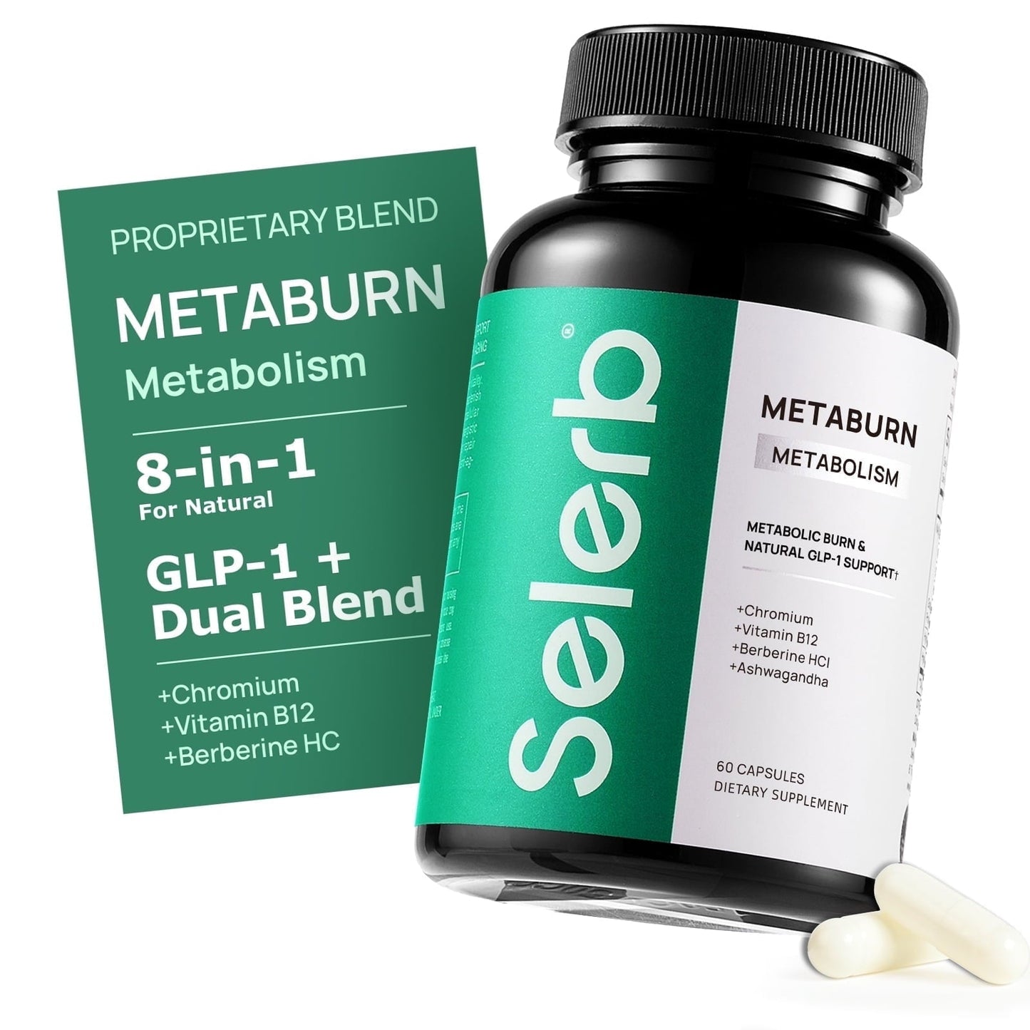 Selerb GLP-1 Metabolism Supplement for Women & Men– Supports  Metabolic Function  & Gently Activates Daily Metabolic Rhythm – ashwagandha ,Chromium,Vitamin B12, Berberine HCI – 60 Capsules