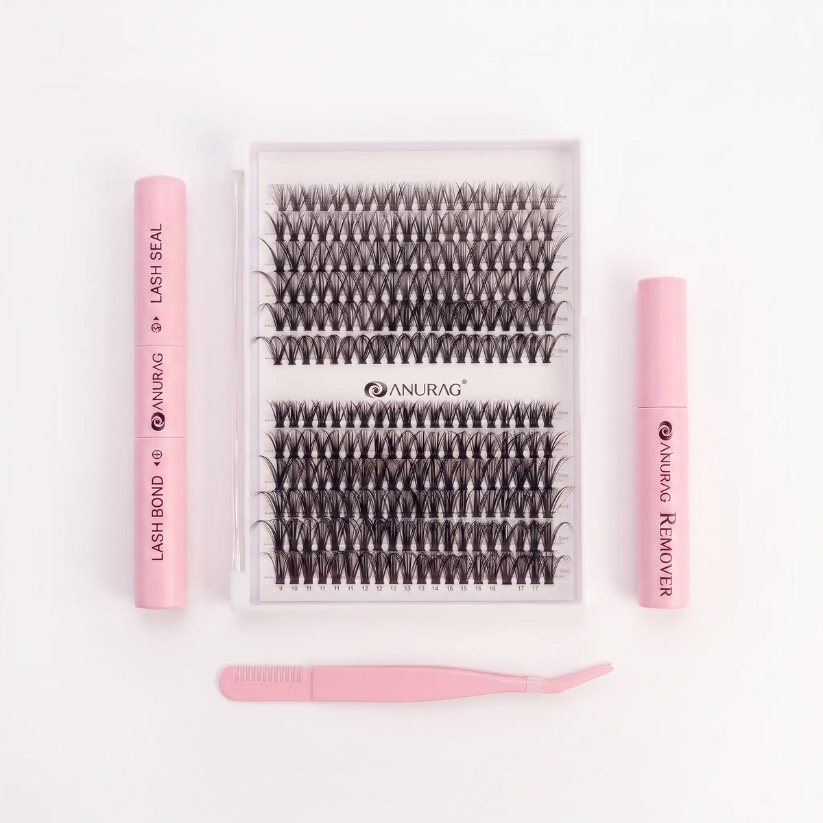 DIY Lash Cluster Extension Mix Lash Kit - 240pcs Beginner-Friendly Soft Cluster Eyelashes, Latex-Free Gentle Bond & Seal, 4-in-1 Easy-Apply Wispy Flawless Volumized Falsies, Removal Tool, Precision Tweezers for Salon, Back-to-School