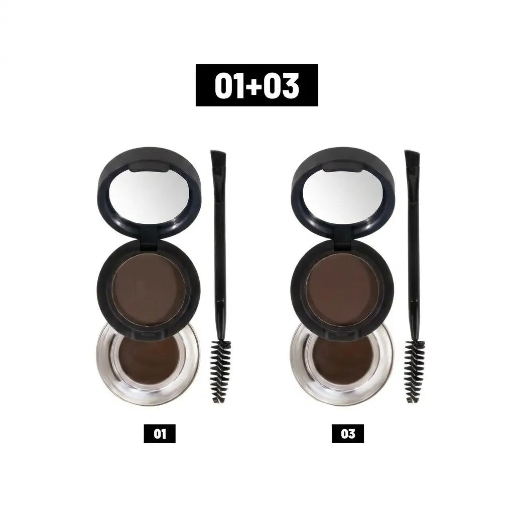 Dual-Layer 2-in-1 Brow Pomade & Powder Kit, Waterproof Smudge-Proof Long-Lasting Eyebrow Makeup, Natural Full & Fluffy Brows, Dual-Ended Brush & Built-in Mirror, Beginner-FriendlyDual-Layer 2-in-1 Brow Pomade & Powder Kit, sohochic