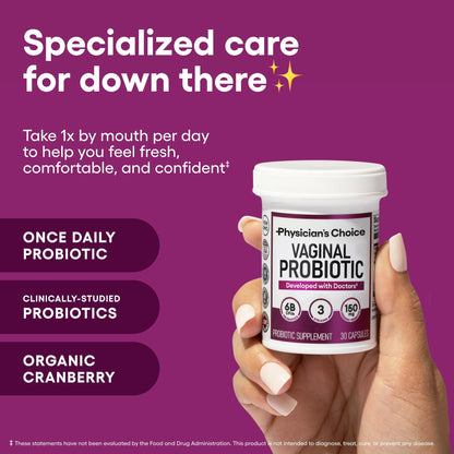 Physician's Choice Vaginal Probiotic for Women – 6B CFU, pH Balance, Odor Control, 30 count