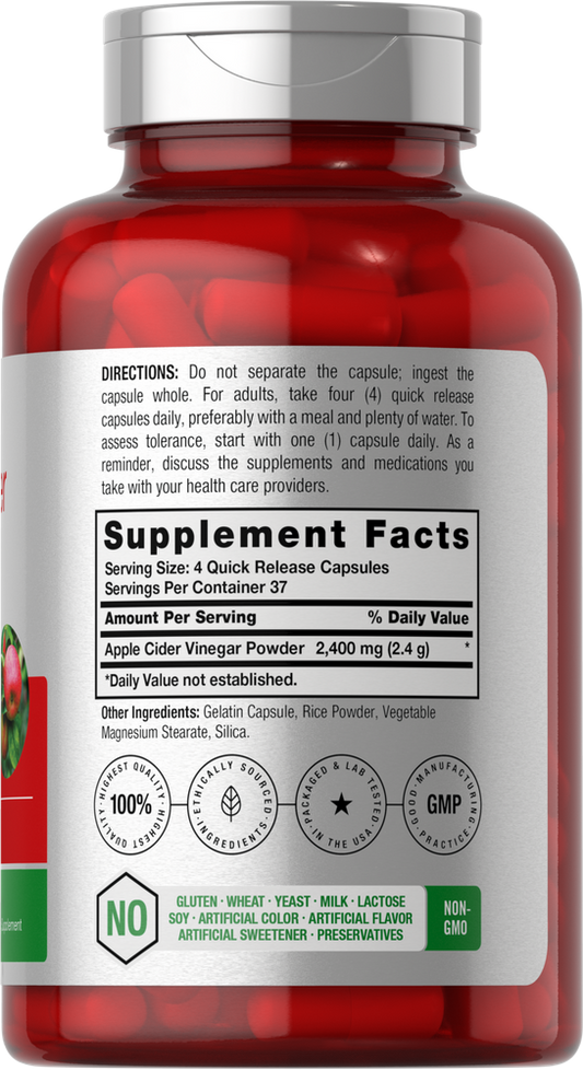 Apple Cider Vinegar 2400mg per serving | 150 Capsules