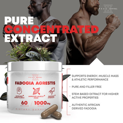 Peak Revival-X Fadogia Agrestis – 1000mg Botanical Extract – 60 Vegan Capsules