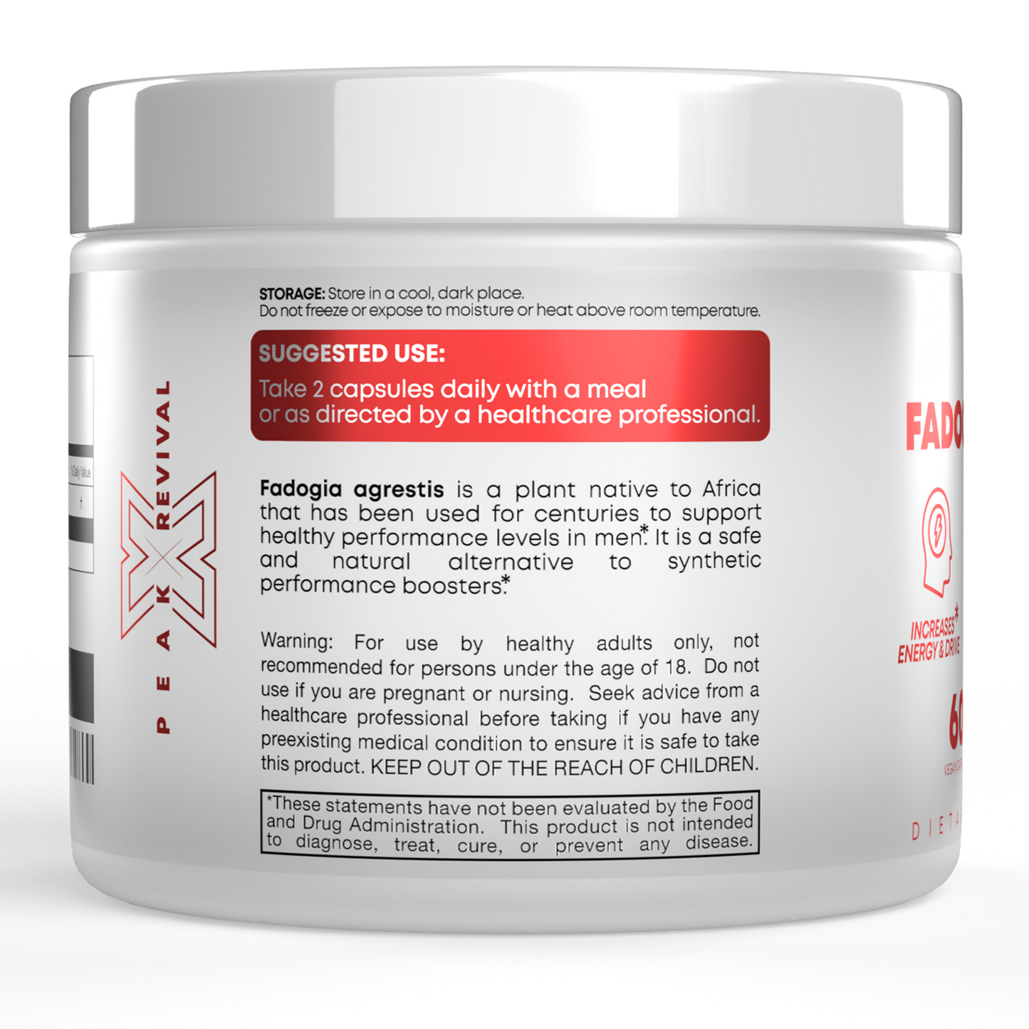 Peak Revival-X Fadogia Agrestis – 1000mg Botanical Extract – 60 Vegan Capsules