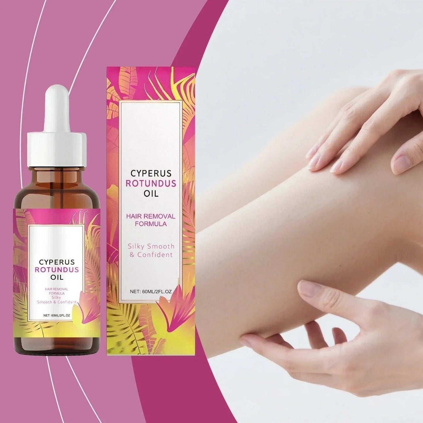Natural Hair Removal Oil - Cyperus Rotundus Oil for Permanent Hair Reduction & Silky Smooth Skin