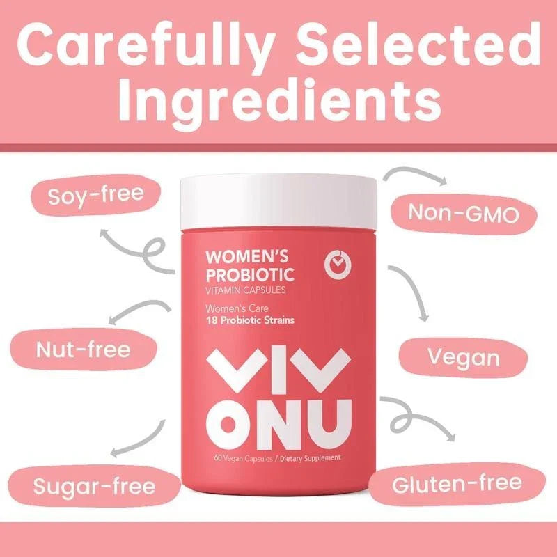 VIVONU Women's Probiotics - 18 Strains for Vaginal Health 60 Vegetarian Capsules