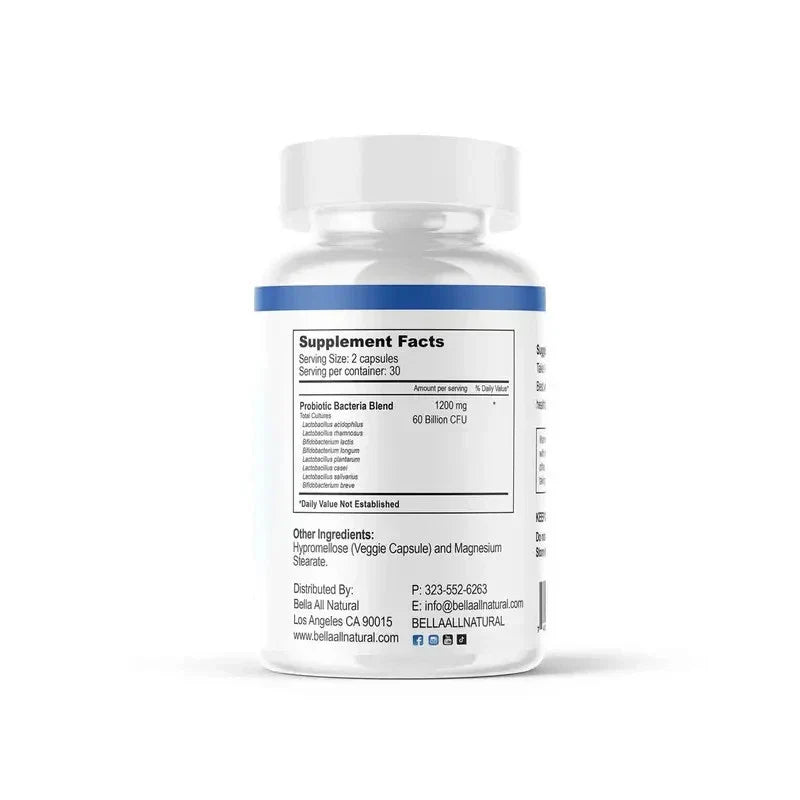 NEW Bella All Natural Probiotics MAX for Healthy Living- 60 Capsules