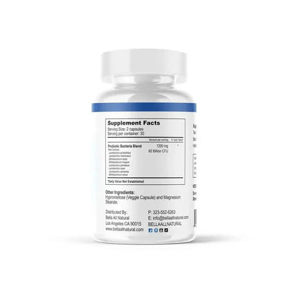 NEW Bella All Natural Probiotics MAX for Healthy Living- 60 Capsules
