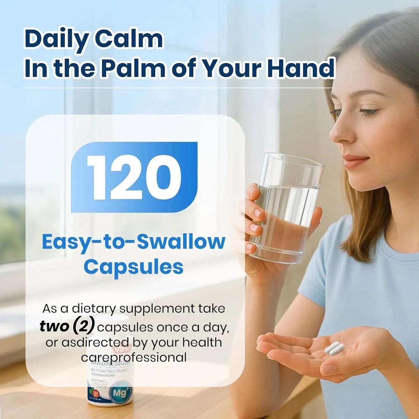 VEV DeepCalm 15 in 1 Magnesium Glycinate & Citrate Complex Capsules