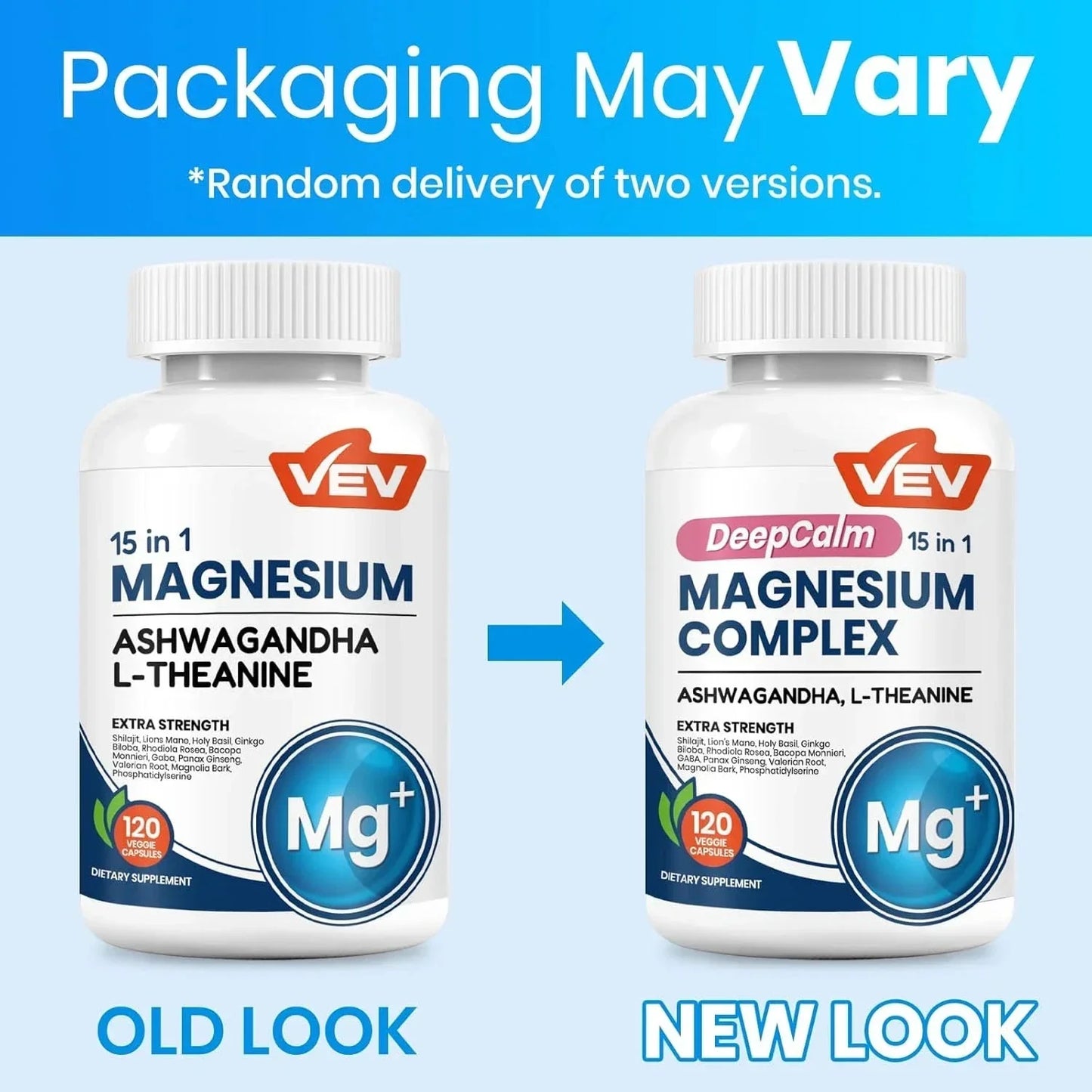 VEV DeepCalm 15 in 1 Magnesium Glycinate & Citrate Complex Capsules